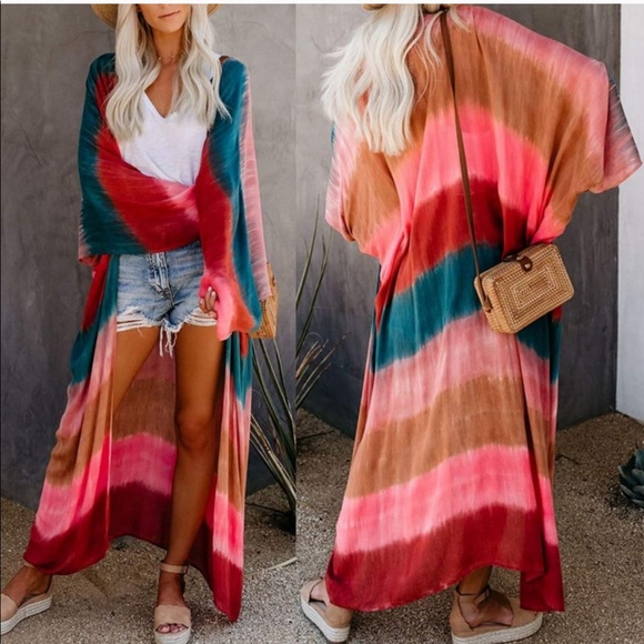 Tops - Bohemian Long Sleeve Colorful Kimono Cardigan New